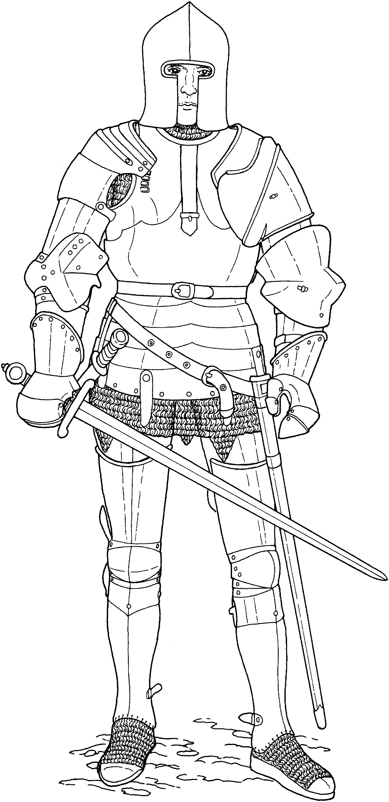 Средневековый рыцарь контур
